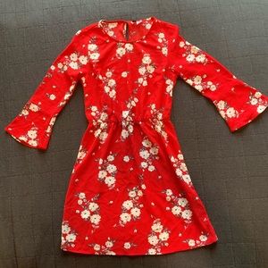 H&M red and white floral dress